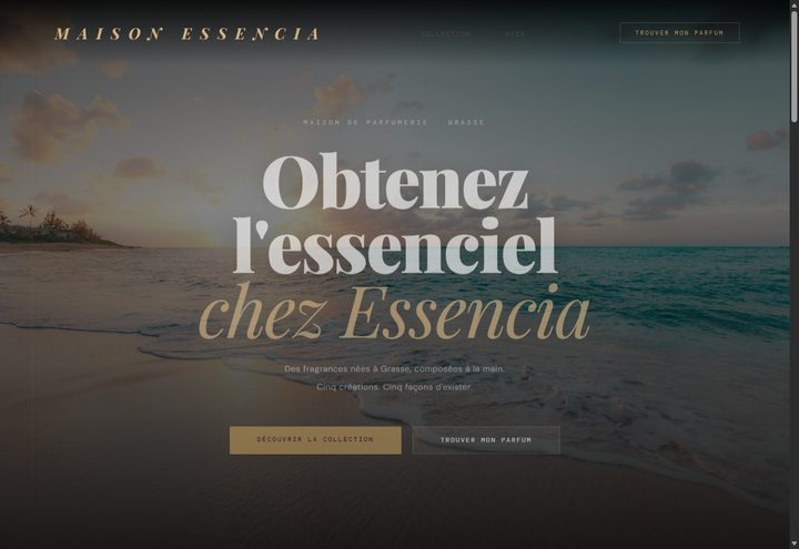 Aperçu du site Maison Essencia — e-commerce parfumerie