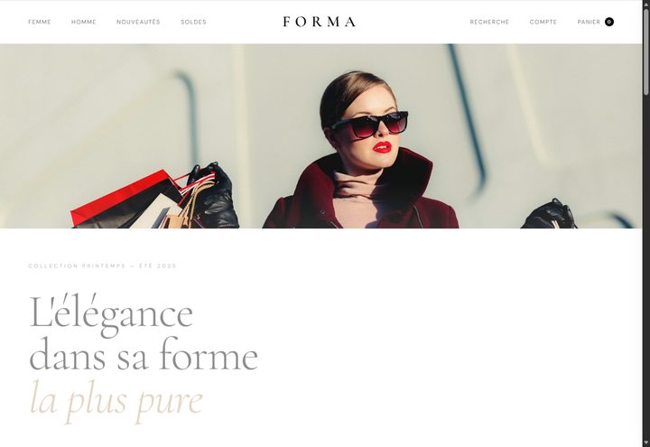 Aperçu du site FORMA — e-commerce mode et vêtements
